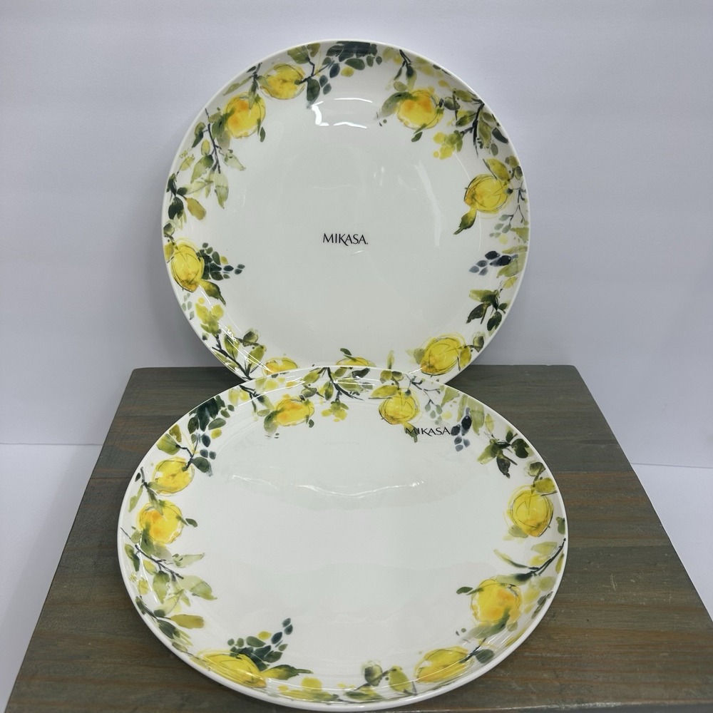 Mikasa Lemon Drop Bone China 11" Dinner Plates Set of 2 New